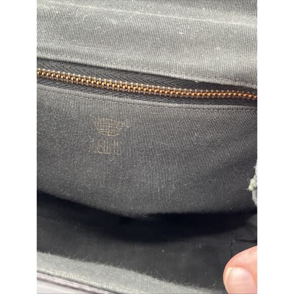 RARE Miss Lewis VINTAGE Over Shoulder Purse Black Art Deco Leather Gold Silver - Picture 6 of 10